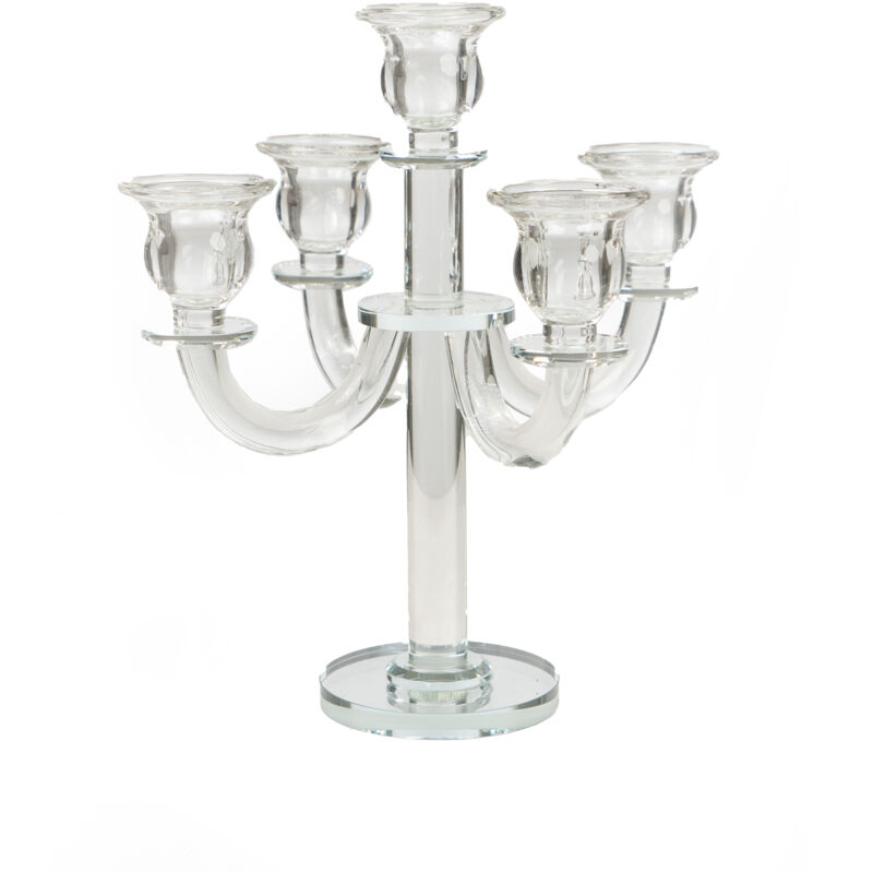 Candelabro Antiguo 5 Brazos Relaxdays - Hierro Fundido, Estilo Vintage Shabby Chic, Blanco, 59 Cm Alto