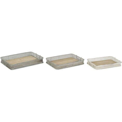 Bandeja Set 3 Metal 53X38X8 Envejecido Multicolor BD206188 (1/3)