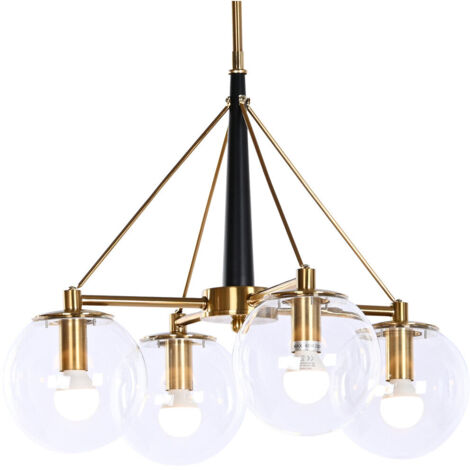 Lampara Techo Metal Cristal 50X50X144 Bolas Dorado LA206018 (1/5)