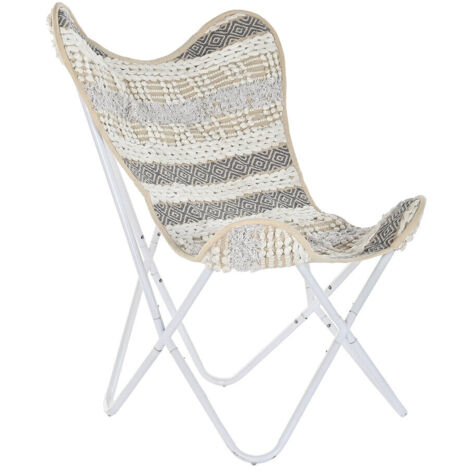 Sillon Algodon Hierro 74X65X90 Mariposa Blanco LD193920 (1/5)