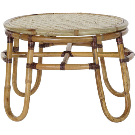 Mesa Auxiliar Ratán Natural Hierro Negro