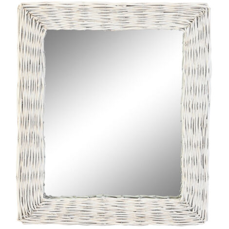 Espejo Mimbre Cristal 53,5X4X62,5 Trenzado Blanco ES198932 (1/3)