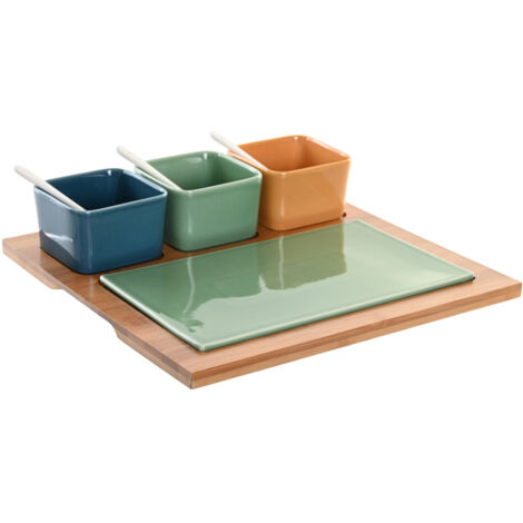 Aperitivo Set 8 Bambu Porcelana 30X30X6 Multicolor PC202755 (1/4)