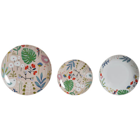 Vajilla Set 18 Porcelana 27X27X3 Flores Multicolor PC194987