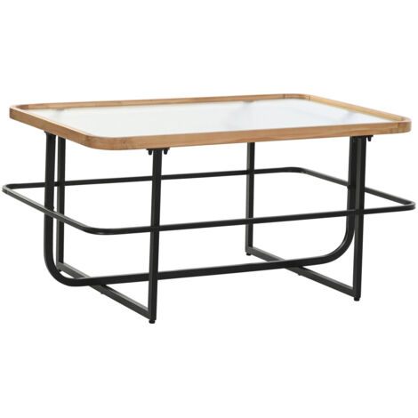 Mesa Centro Metal Cristal 90X60X46 Negro MB195341 (1/4)