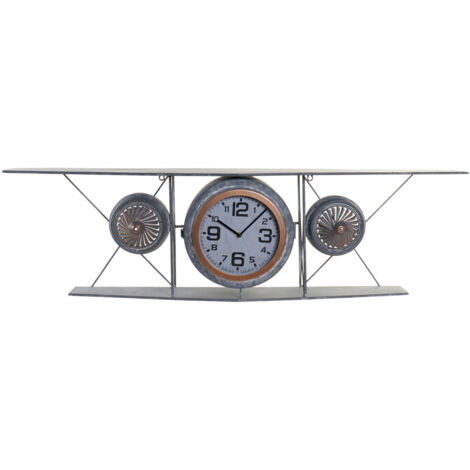 Reloj Pared Hierro Cristal 120X21X33,5 Avion RE186306 (1/3)