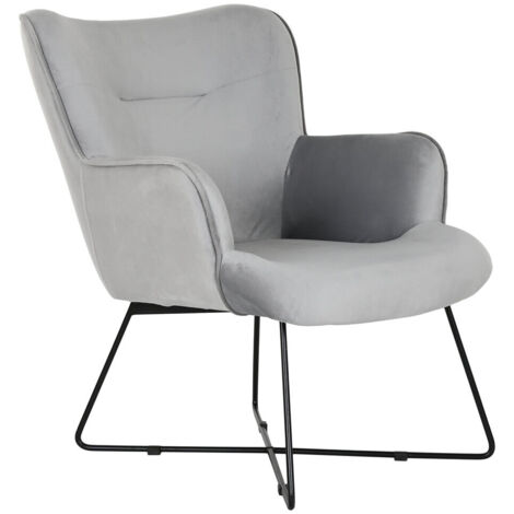Butaca Poliester Metal 67X81X87 Terciopelo Gris MB206618 (1/5)