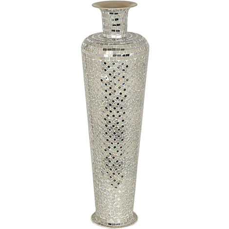 Jarron Suelo Metal/Mosaico Plata 252215