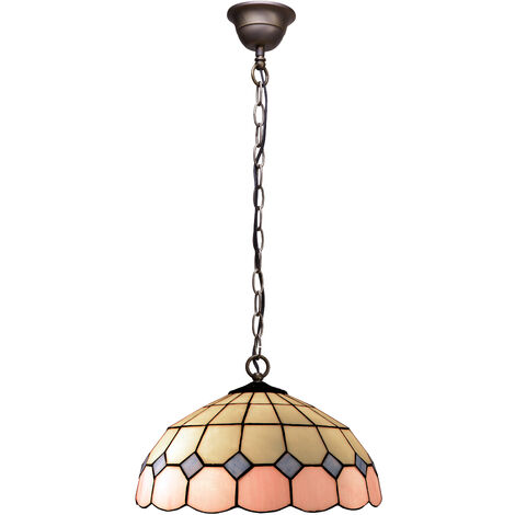 Lámpara Colgante de techo con cadena y pantalla Tiffany diámetro 30cm Serie Pink 281499