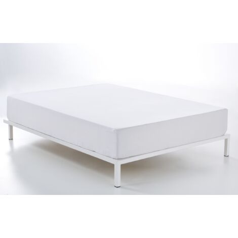 Bajera ajustable  de satén color blanco - Cama de 180 (largo 210 y alto 35 cm) - 100% algodón - 300 hilos. Gramage: 118
