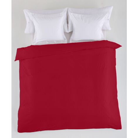 FUNDA NORDICA lisa color burdeos - Cama de 180/200 (1 pieza) - 50% algodón / 50% poliéster - 144 hilos. Gramage: 115
