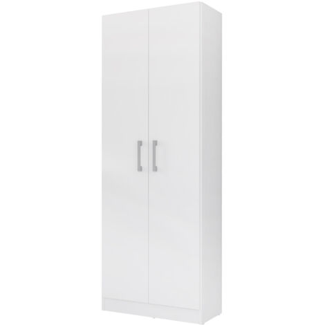 Armario escobero multiusos 2 puertas. Color blanco (Alto 170 cm/Ancho 61 cm/Fondo 32 cm)