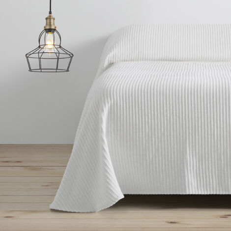Colcha/Cubrecama de algodón reciclado Bali color Blanco para cama de 105 cm. (1/2)