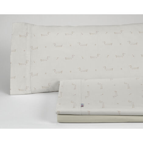 Juego de sábanas Cuca color piedra. Cama de 160 cm. 4 piezas (1/5)
