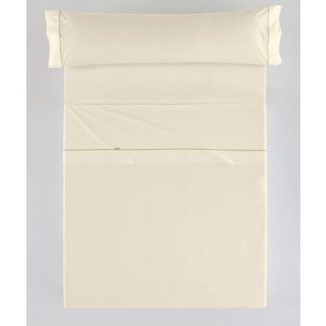 Juego de sábanas color crema - Cama de 105 (3 piezas) - 100% algodón - 144 hilos. Gramage: 115 (1/5)