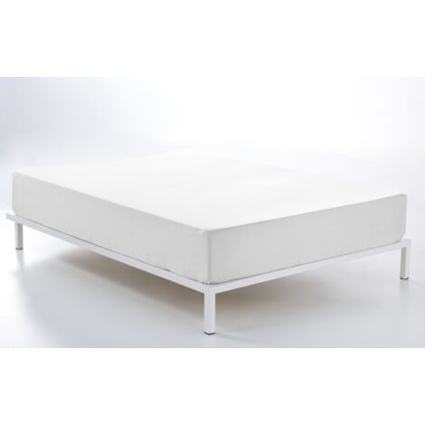 Sábana bajera ajustable de algodón de 600 hilos color blanco. Cama de 180 (alto 35 cm) (1/3)