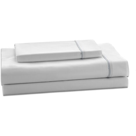 Juego de sábanas satén color blanco-perla - Cama de 105 (3 piezas) - 100% algodón - 300 hilos. Gramage: 118