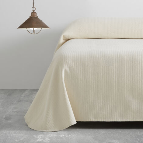 Colcha/Cubrecama de algodón reciclado Bali color Crema para cama de 105 cm. (1/2)