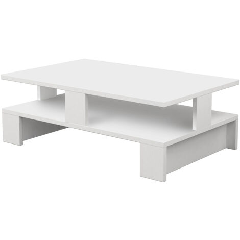 Mesa de centro 2 niveles color Blanco. (Alto 28 cm/Ancho 80 cm/Fondo 50 cm) (1/3)