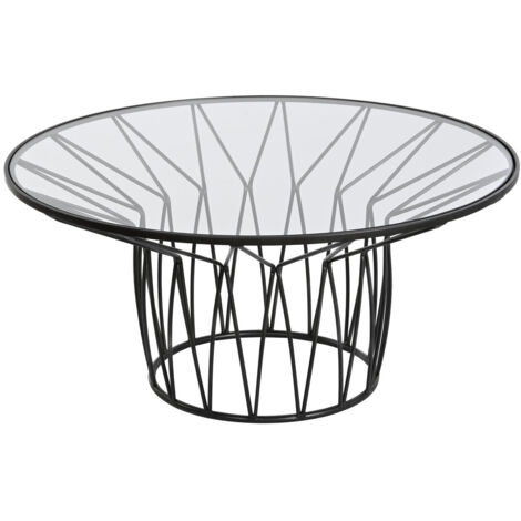 Mesa Centro Metal Cristal 85X85X39 Negro (1/4)
