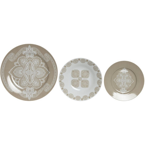 Vajilla Set 18 Porcelana 27X27X2 Delhi Beige