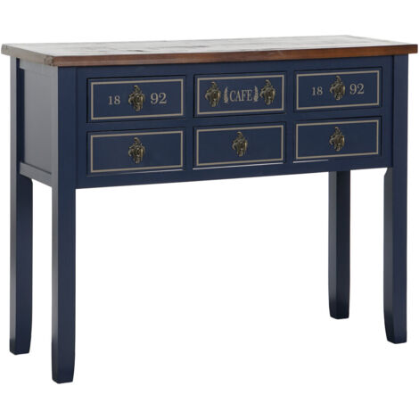 Consola Paulownia 103X35X80 10Caj, Azul Marino