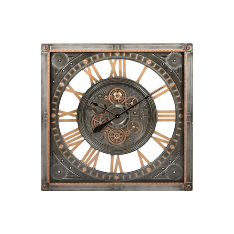 Reloj Pared Hierro Cristal 80X10X80 Gris (1/4)