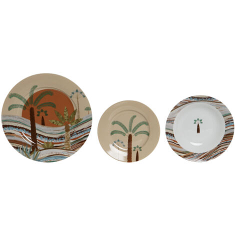Vajilla Set 18 Porcelana 27X27X2 Calima Terracota