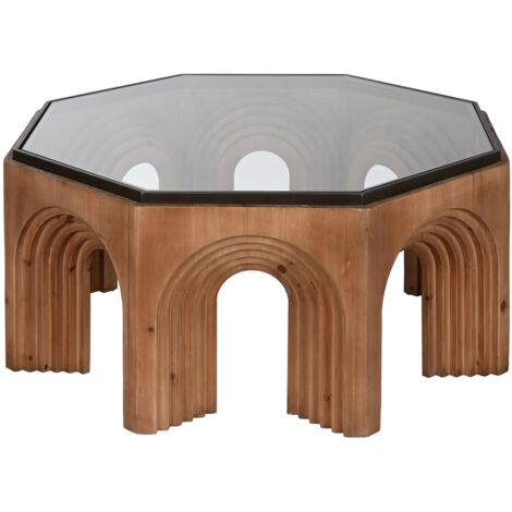 Mesa Centro Abeto Cristal 99X99X46 Arco Marron (1/5)