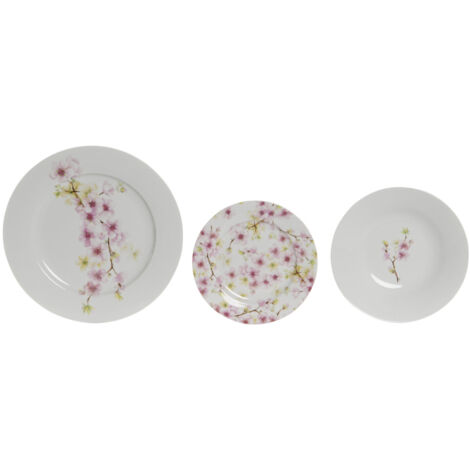 Vajilla Set 18 Porcelana 27X27X2 Almendro Rosa