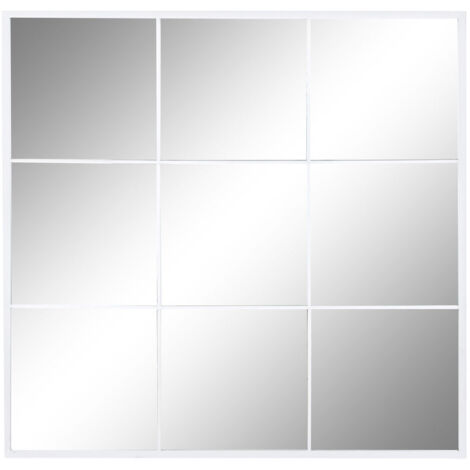 Espejo Hierro Cristal 90X2X90 Ventana Blanco (1/4)