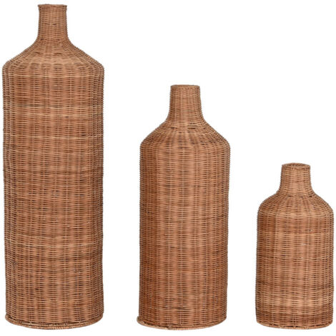 Jarron Set 3 Ratan Metal 25X25X80 Natural Marron (1/4)