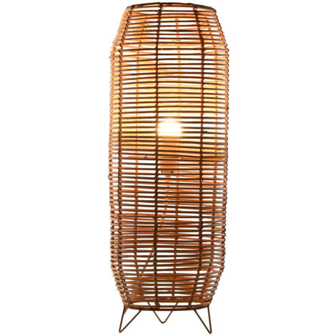 Lampara Pie Ratan Metal 23X23X65 Natural Marron