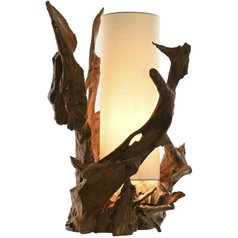Lampara Sobremesa Teca Hierro 30X55X80 (1/4)