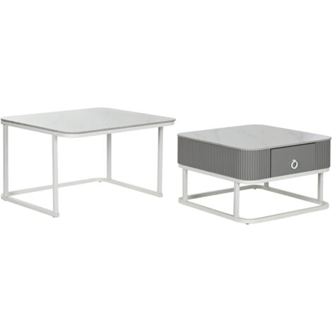 Mesa Centro Set 2 Piedra Sinterizada 70X70X45 (1/5)