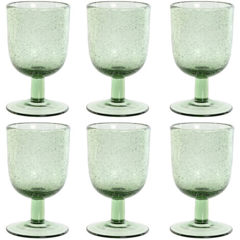 Copa Set 6 Cristal 8X8X14 300Ml Burbujas Verde (1/3)