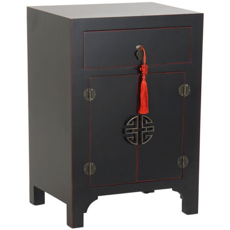 Mesita De Noche Abeto Mdf 45X34X66 Oriental Negro (1/5)