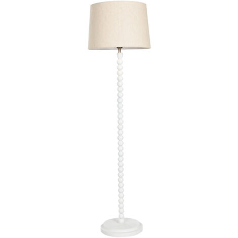 Lampara Pie Metal Madera 40X40X144 Blanco (1/5)