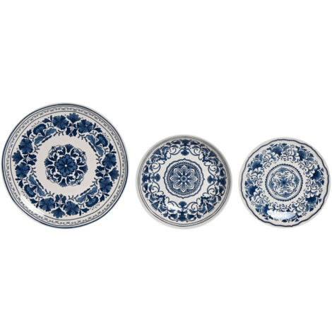 Vajilla Set 18 Porcelana 27X27X2 Etnica Azul