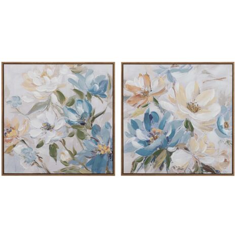 Set 2 Cuadros Flores 80% Pintado A Mano 60X4X60 Cm (1/2)