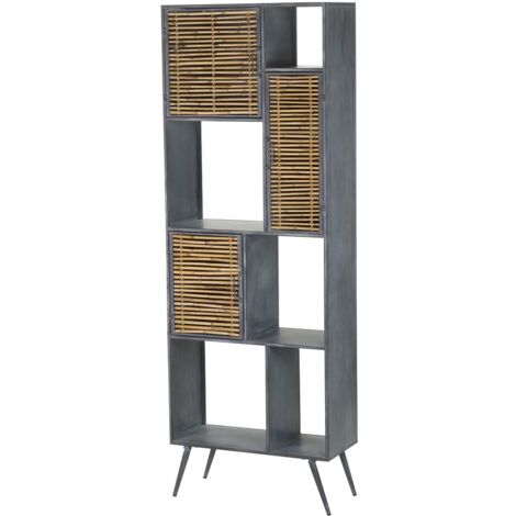 Librero Metal Bambu Azul Marron 65X31X186 Cm (1/2)
