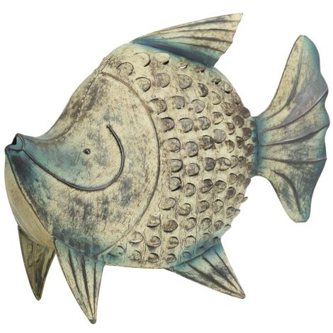 Figura Pez Metal Azul 40X13X32 Cm