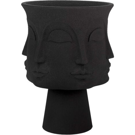 Macetero Poliresina Negro Caras 56X56X77 Cm (1/2)