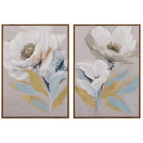 Set 2 Cuadros Flores 80% Pintado A Mano 50X4X70 Cm (1/2)