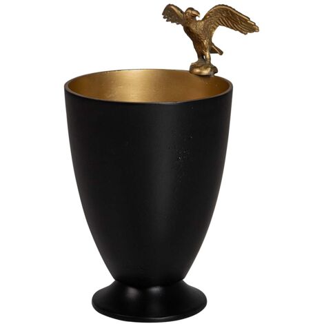 Champanera Aguila Aluminio Negro Dorado 20X22X34Cm
