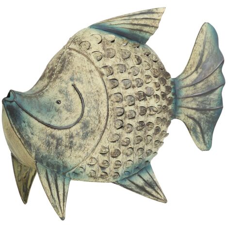 Figura Pez Metal Azul 49X15X42 Cm