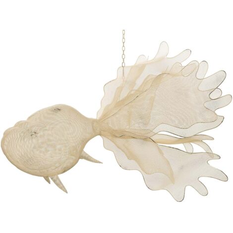 Figura Pez Colgante Metal Blanco 49X42X42 Cm