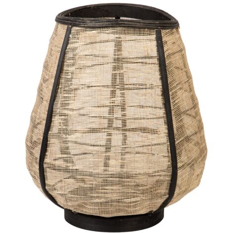 Farol Bambu-Lino Natural-Negro 33X33X39,5 Cm (1/2)