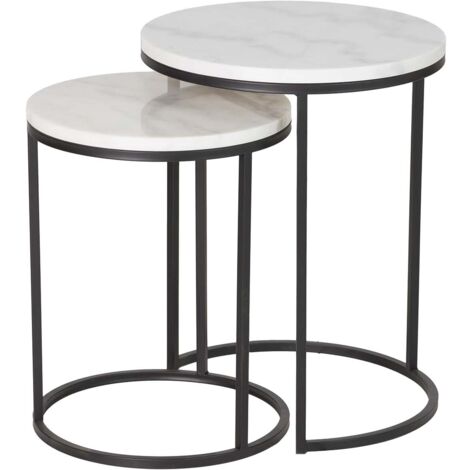 Set 2 Mesas Metal Marmol Negro 41X41X50 35X35X43Cm (1/2)