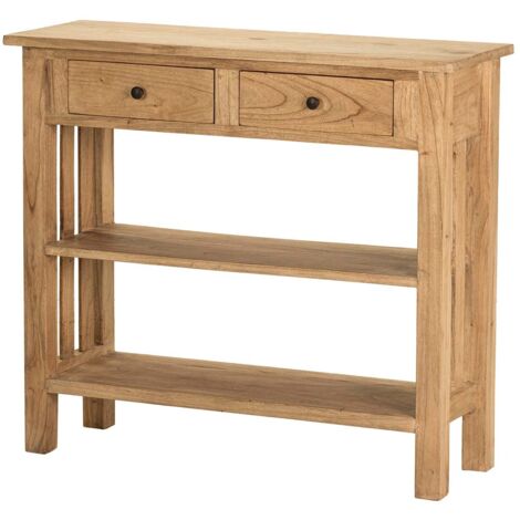 Consola 2 Cajones Madera Mindi Natural 90X30X80 Cm